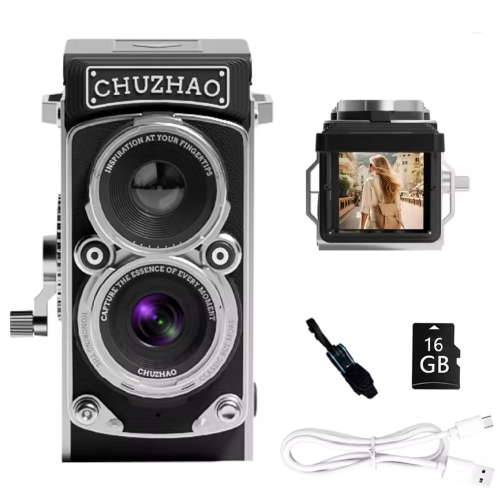 Cámara Dual retro estilo vintage con tarjeta memoria 16 GB incluida - CLÁSICO Y MODERNO