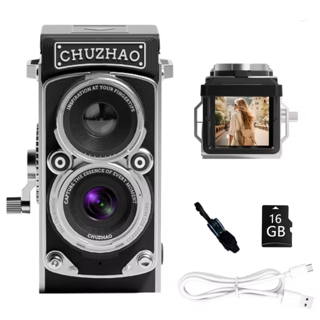 Cámara Dual retro estilo vintage con tarjeta memoria 16 GB incluida - CLÁSICO Y MODERNO