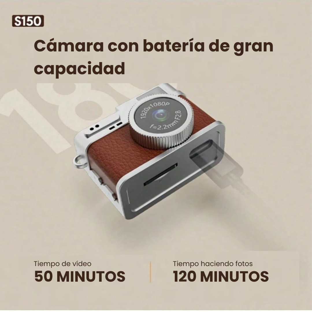 Mini cámara digital estilo vintage con tarjeta memoria de 8GB incluida - CAPTURA MOMENTOS ÚNICOS