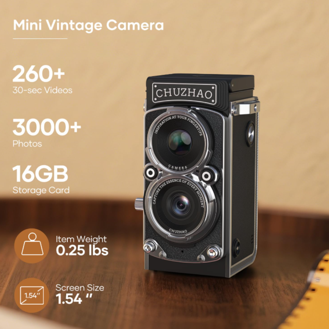 Cámara Dual retro estilo vintage con tarjeta memoria 16 GB incluida - CLÁSICO Y MODERNO